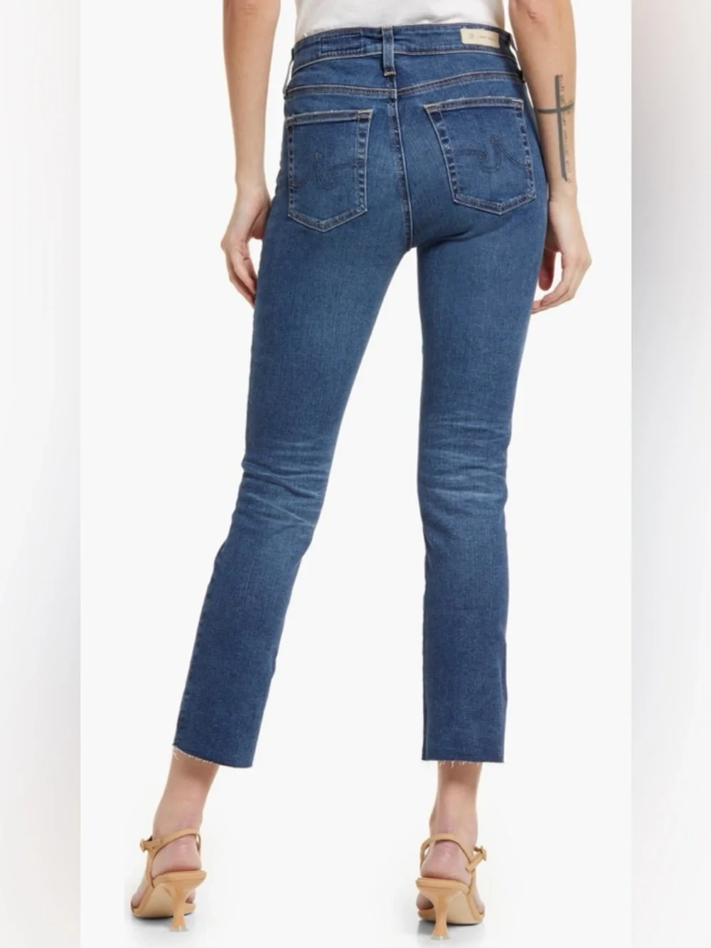 ADRIANO GOLDSCHMIED MARI RAW HEM HIGH WAIST CROP STRAIGHT LEG DENIM JEANS SZ 28 - Picture 2 of 10